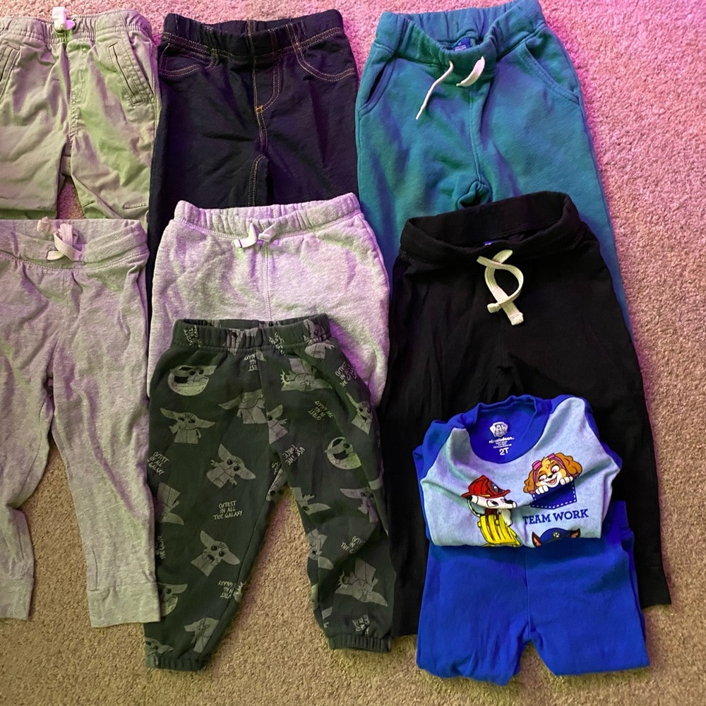 👶🏼Toddler Pants (Bundle of 7) with Free Paw Patrol PJ set sz 18-24months & 2T - Picture 12 of 12